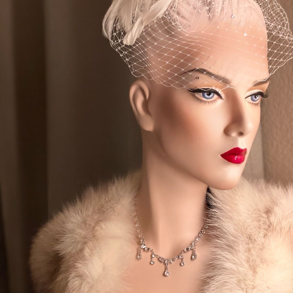 ♥️ Necklace 1950s CUBIC ZIRCONIA Rhinestone Choker, bridal, formal, price firm